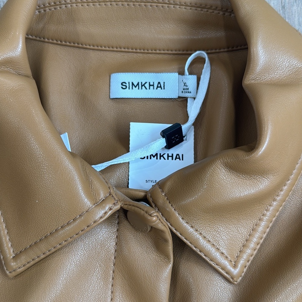 NWT SIMKHAI Marbella Cropped Faux Leather Utility Jacket Size XL - Picture 3 of 10
